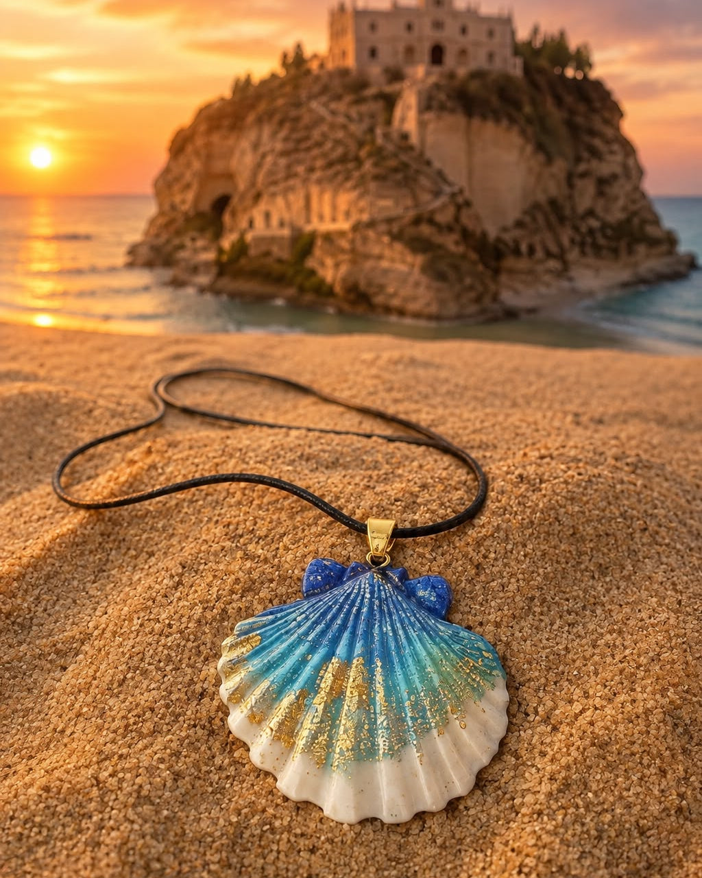 Collana fatto a mano, originale pezzo unico, VENUS SHELL – La Conchiglia di Venere, gioielli per donna, orecchini made in Italy